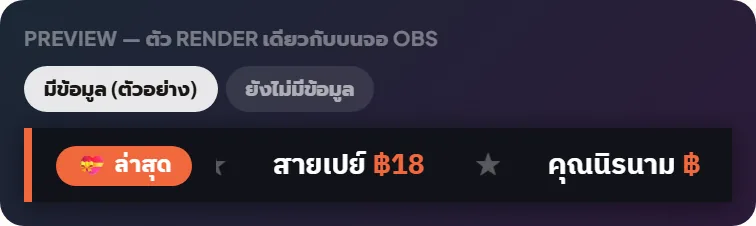 หน้าจอจริงใน Tipjai: แถบตัววิ่ง